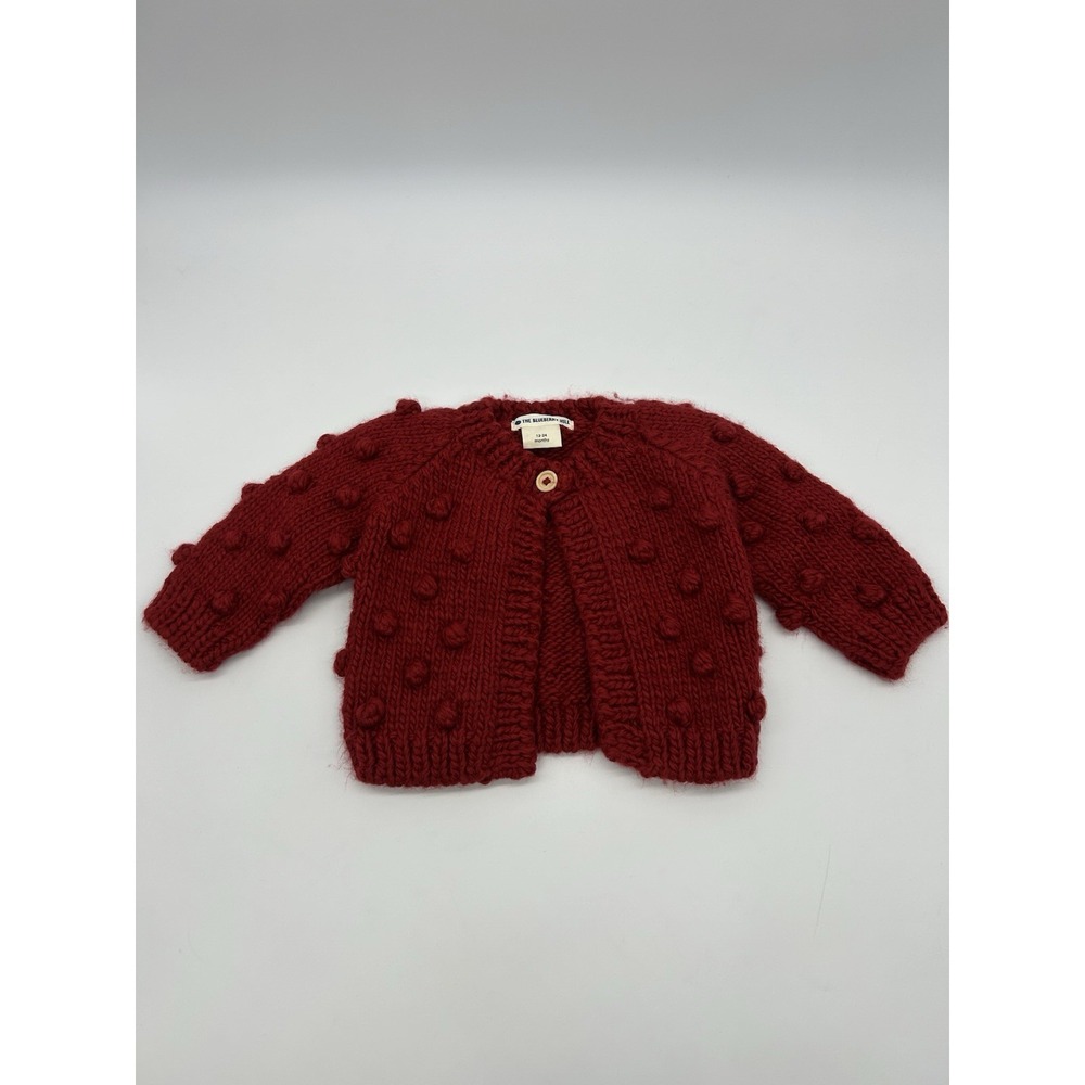 The Blueberry Hill Popcorn Knit Baby Cardigan Sweater Red Christmas 12-24 Months